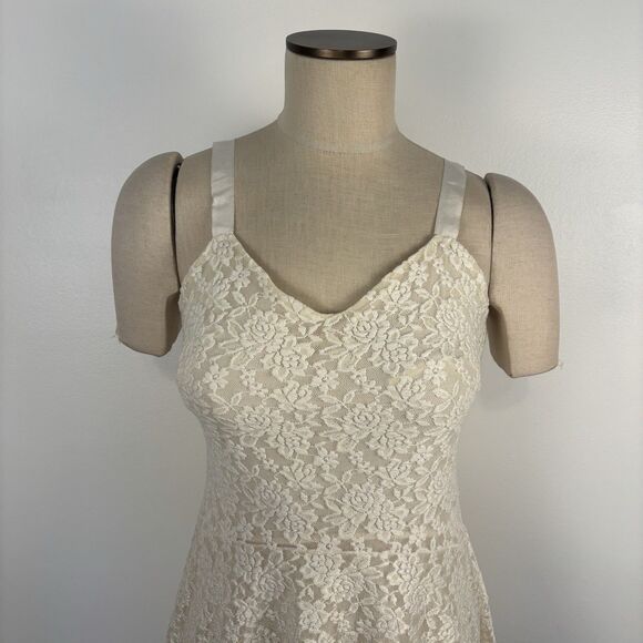 Free People Lace Gold Metallic Foil Ombre Dress Ivory Womens Medium - Picture 4 of 10